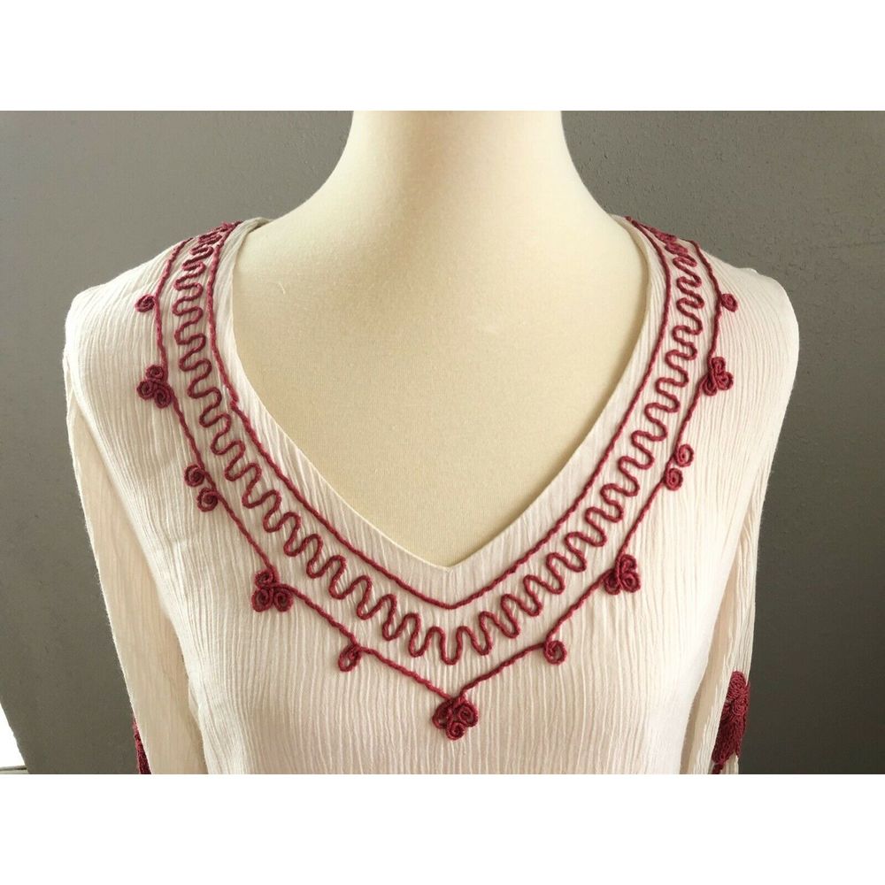 Arc & Co. Sz M Tunic Dress Embroidered Cream, Pink - Picture 2 of 10
